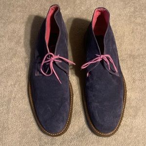 To Boot New York Chukka Boots By Adam Derrick Dark Blue Suede Pink Mens 10.5